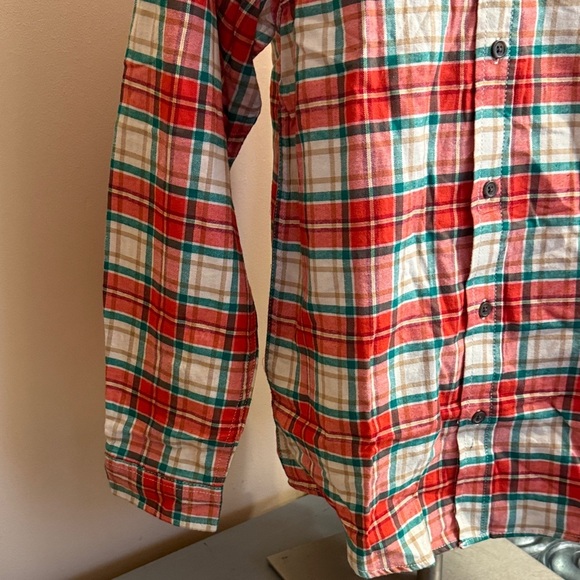 Cat & Jack XL Boys 16 Red and Green Plaid Button Down Shirt - Picture 3 of 10